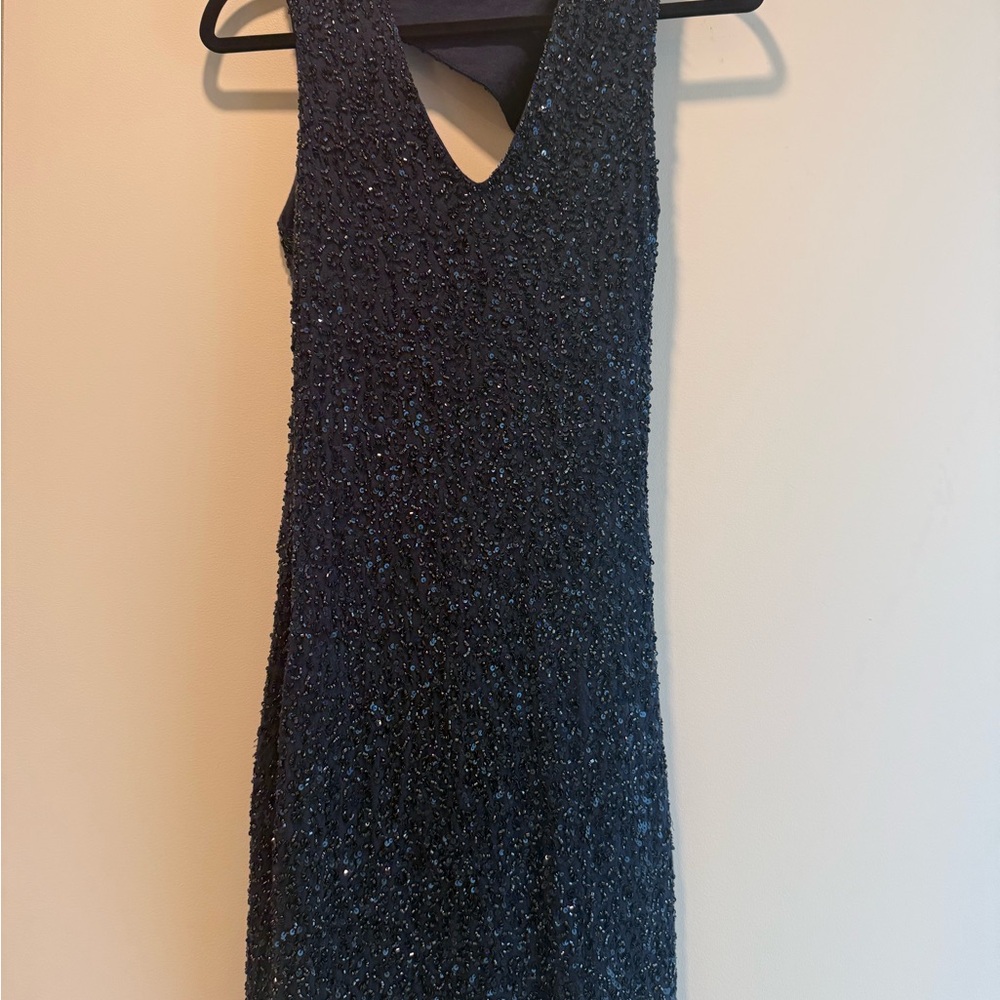Haute Hippie Midnight Blue Beaded with sequins Stunning Mini Dress